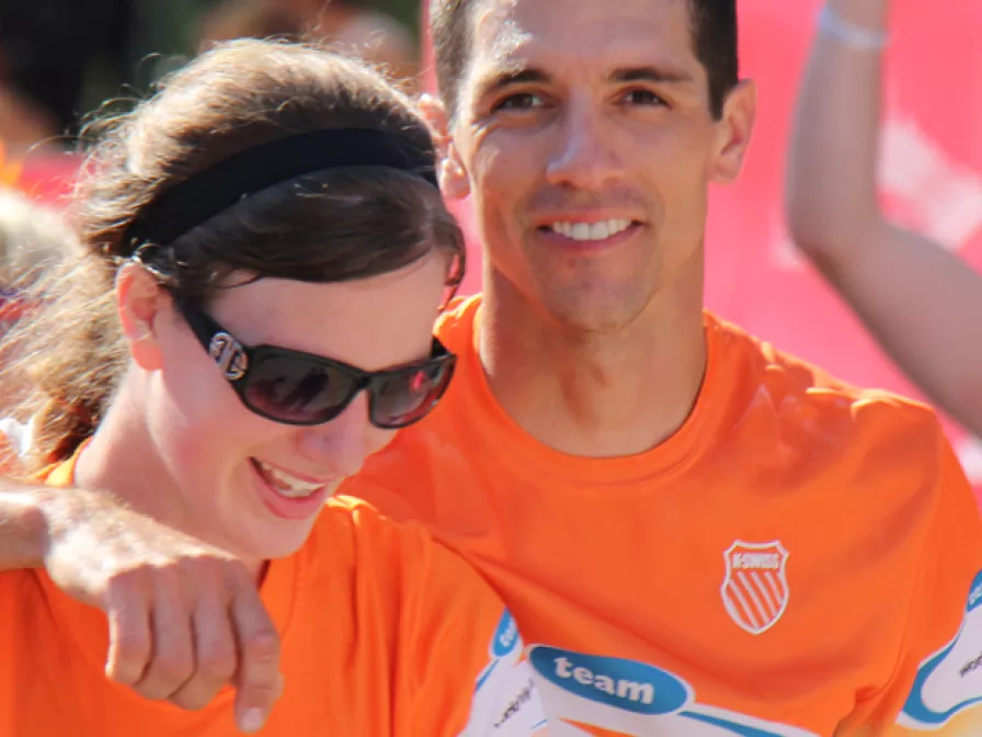Läufer des Chicago Marathon für Team World Vision zum Spenden sammeln