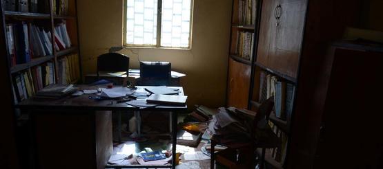 Zerstörtes Lehrerzimmer in Ost-Amhara
