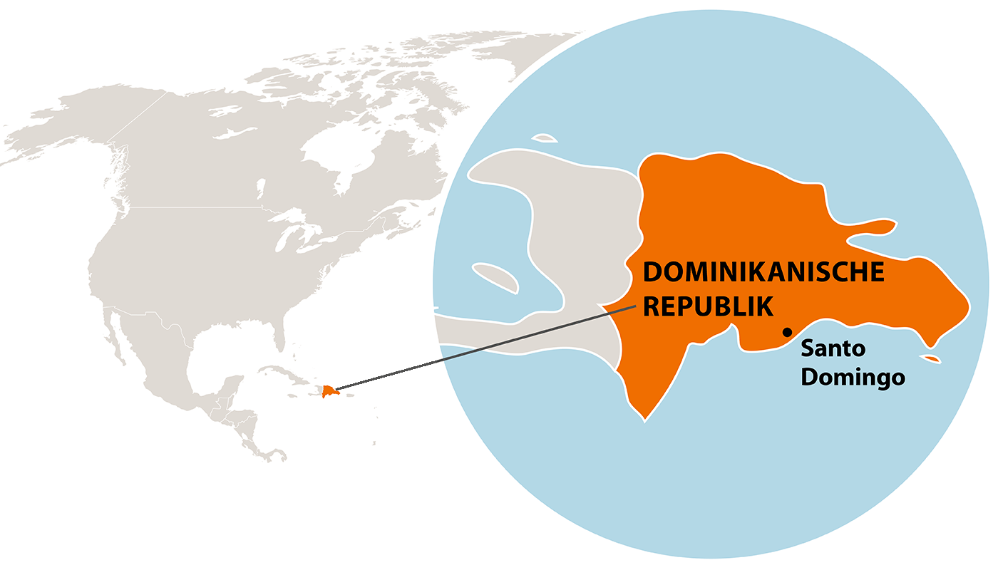 Die Lage der Dominikanischen Republik in Mittelamerika