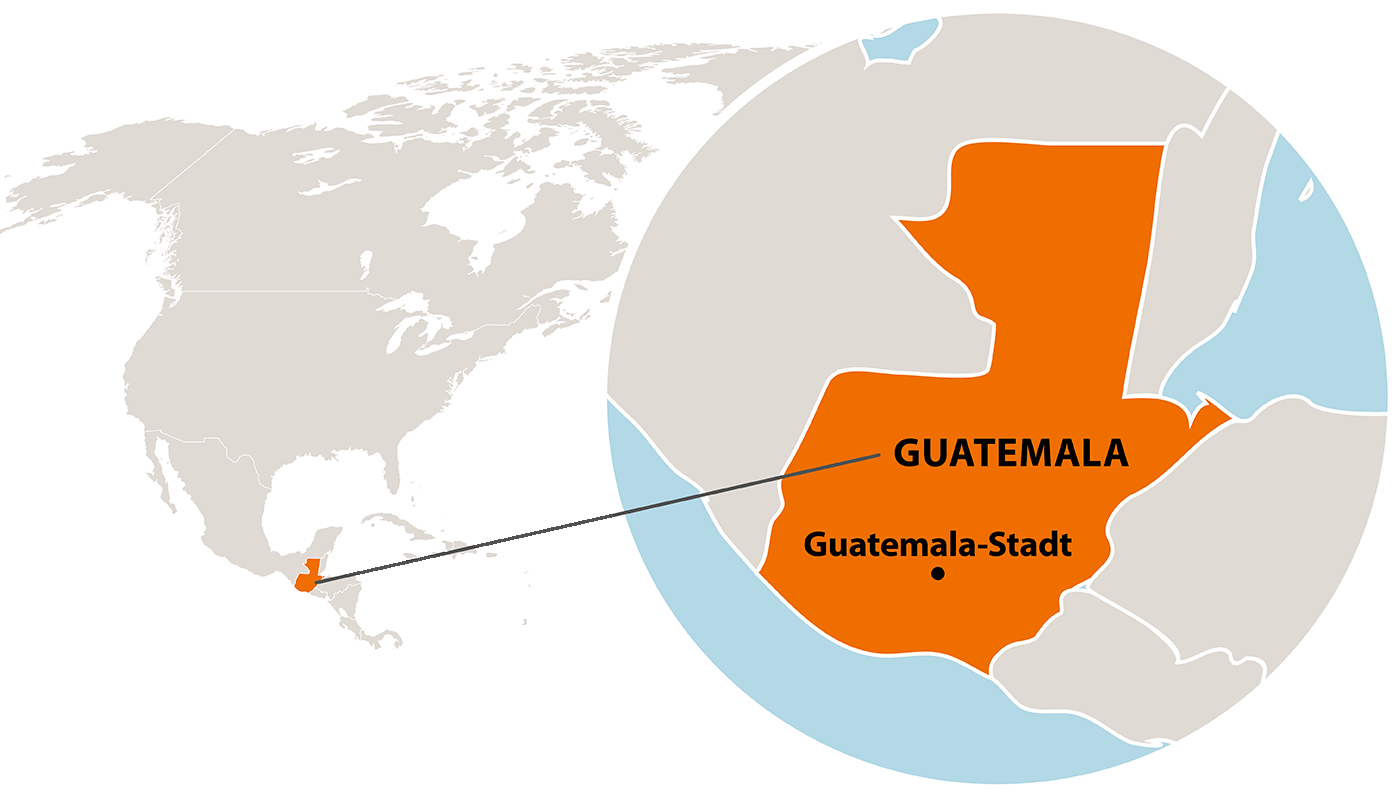 Die Lage von Guatemala in Zentralamerika