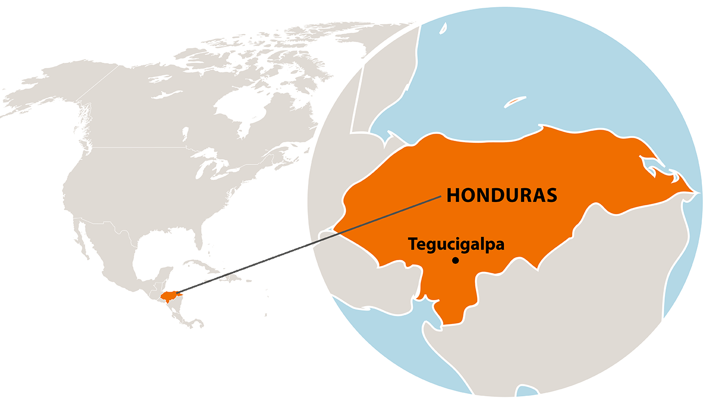 Die Lage von Honduras in Zentralamerika