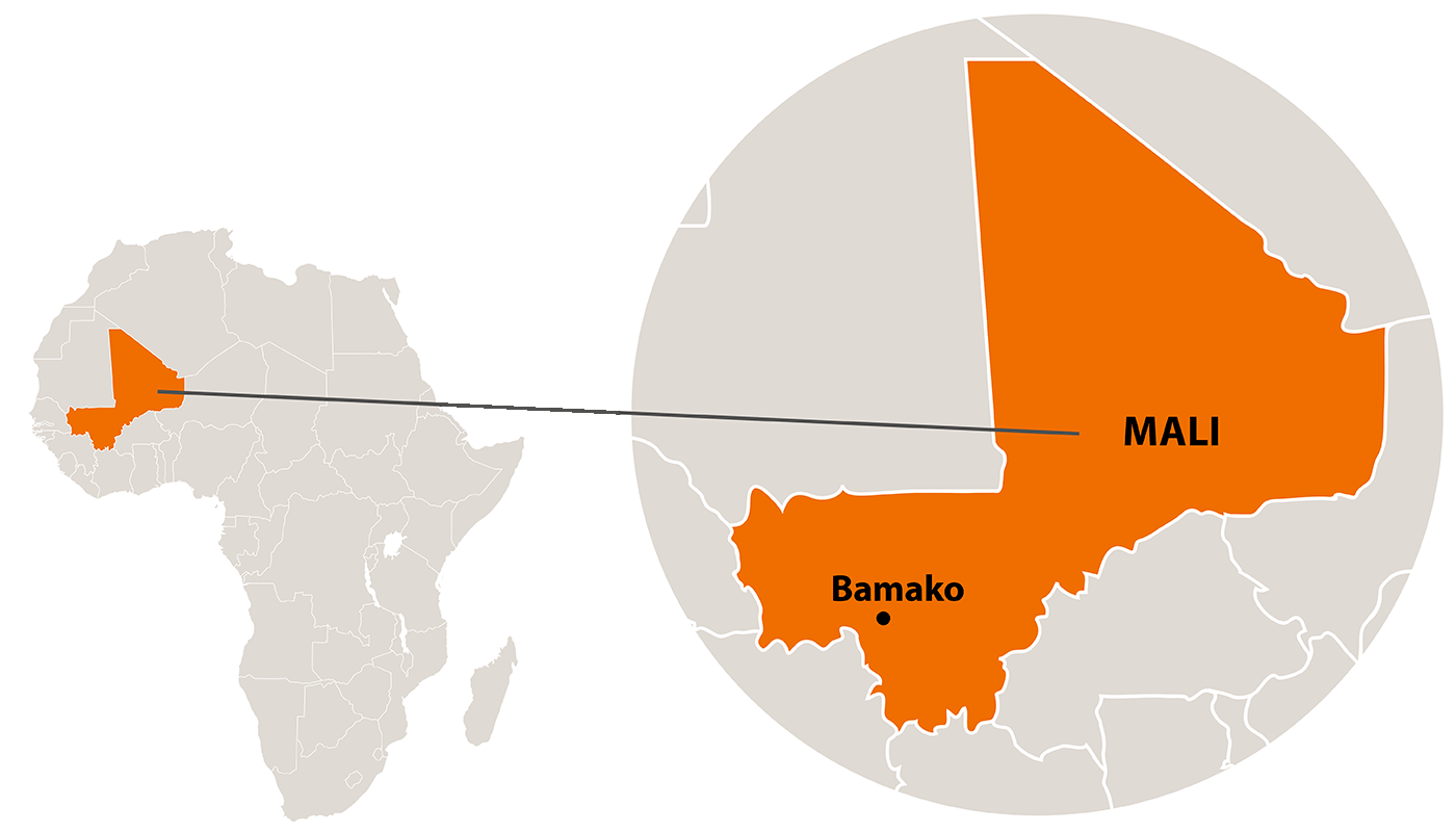 Die Lage von Mali in Afrika