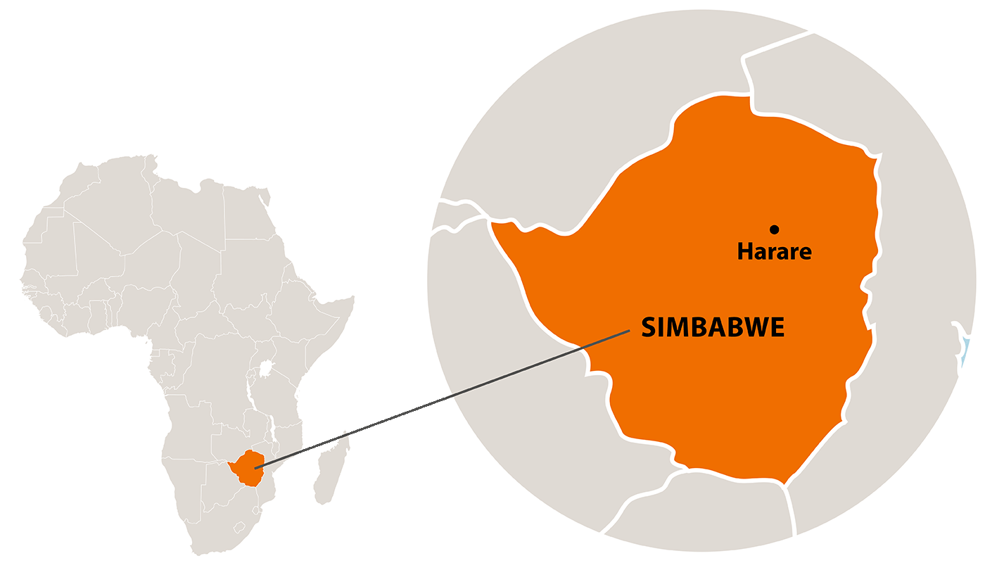 Die Lage von Simbabwe in Afrika
