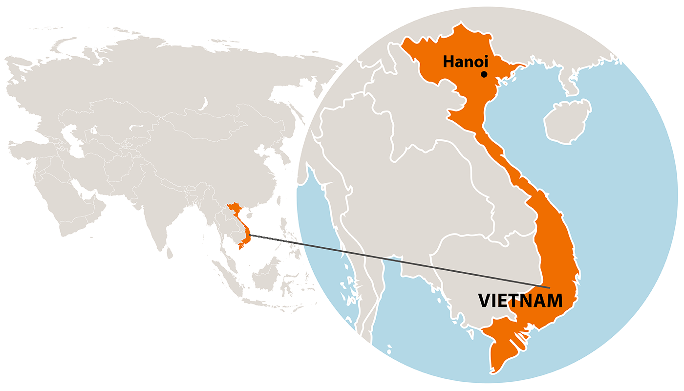 Die Lage von Vietnam in Asien