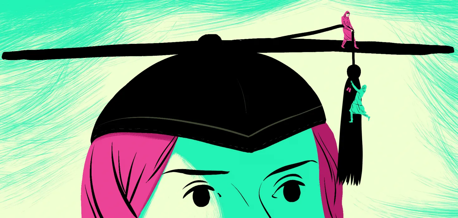 Illustration von Paul Blow: Eine junge Frau aus Syrien erkämpft sich ihre Unabhängigkeit und Bildung.