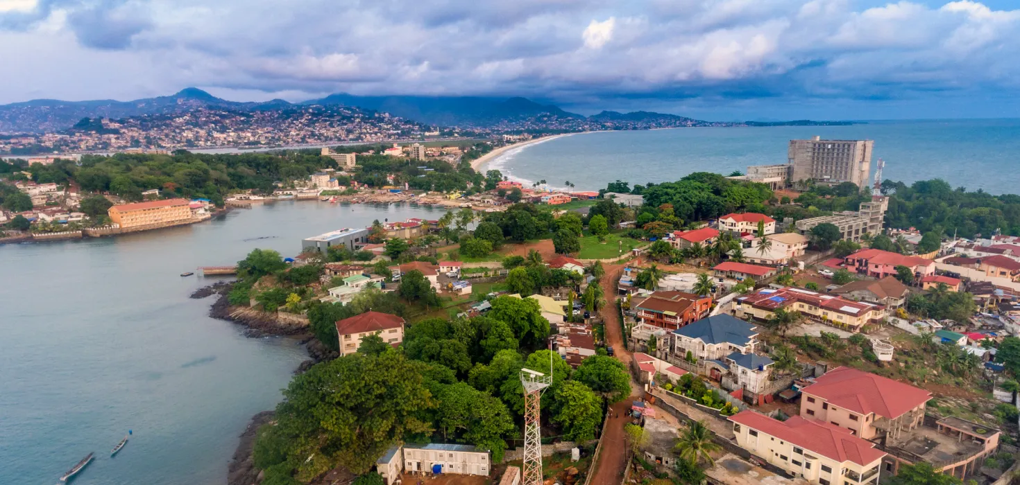 Ansicht von Freetown, Sierra Leone, von oben 