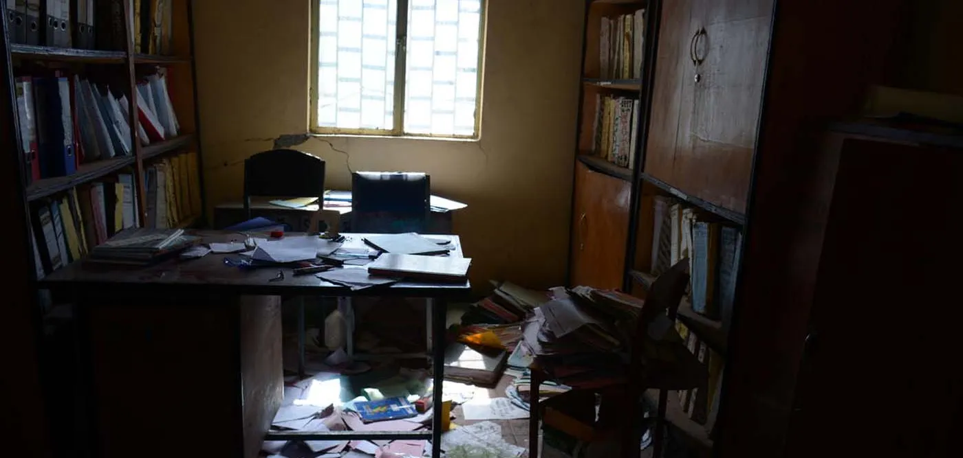 Zerstörtes Lehrerzimmer in Ost-Amhara
