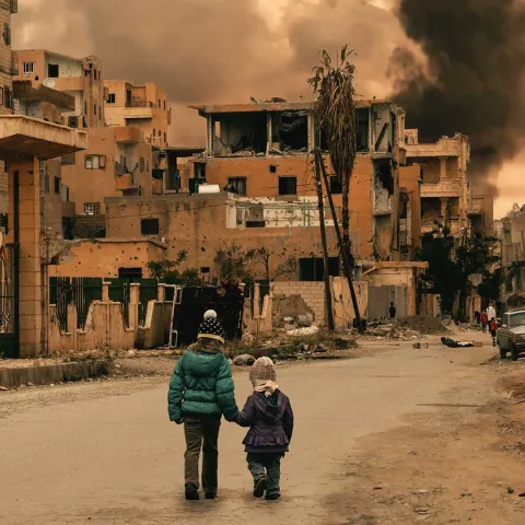 Zerstörte Stadt in Syrien