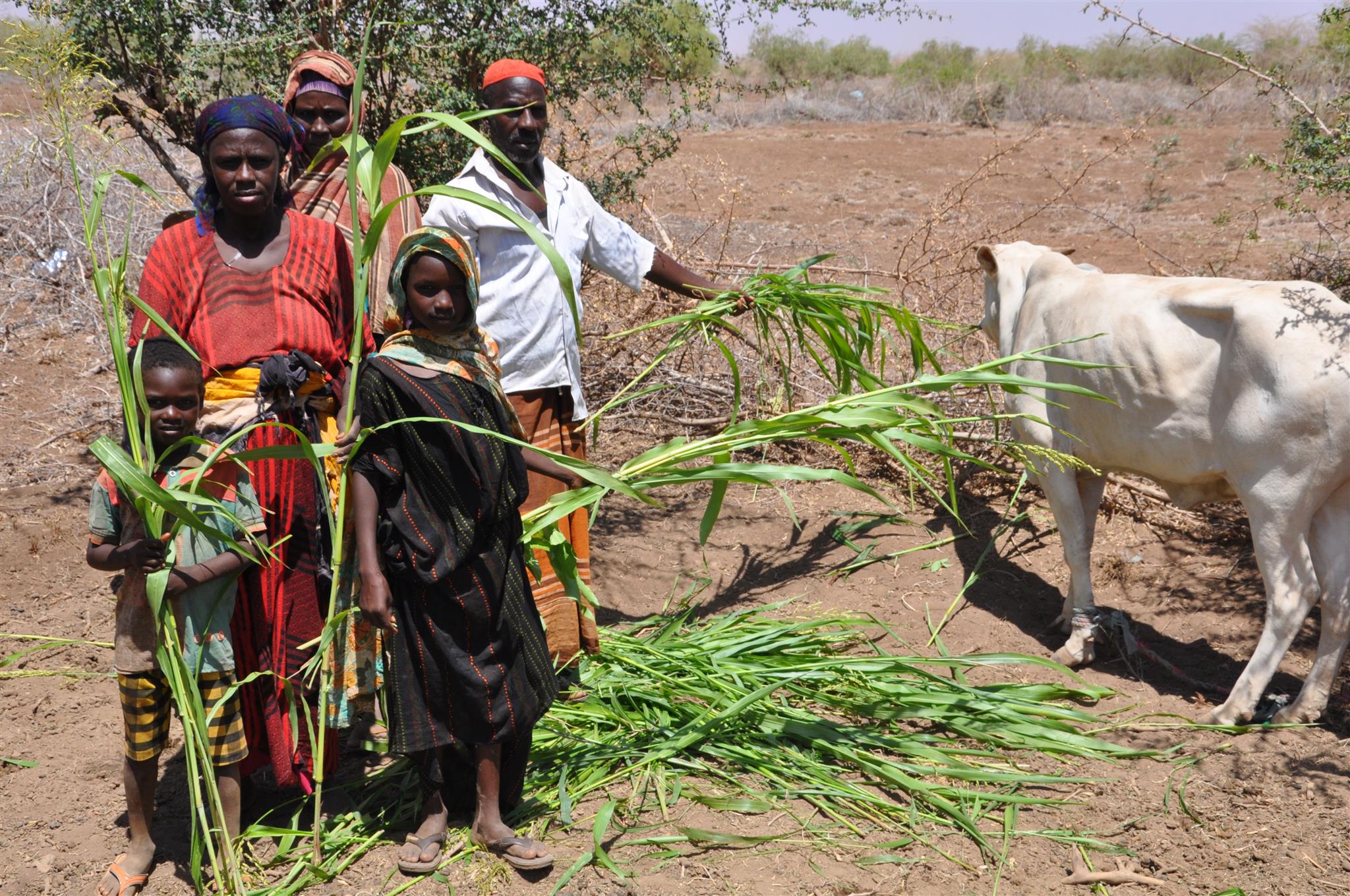 Familie von der Dürre in Äthiopien bestroffen