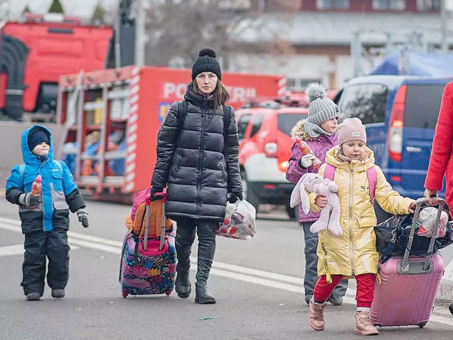 Mütter und Kinder auf der Flucht aus der Ukraine