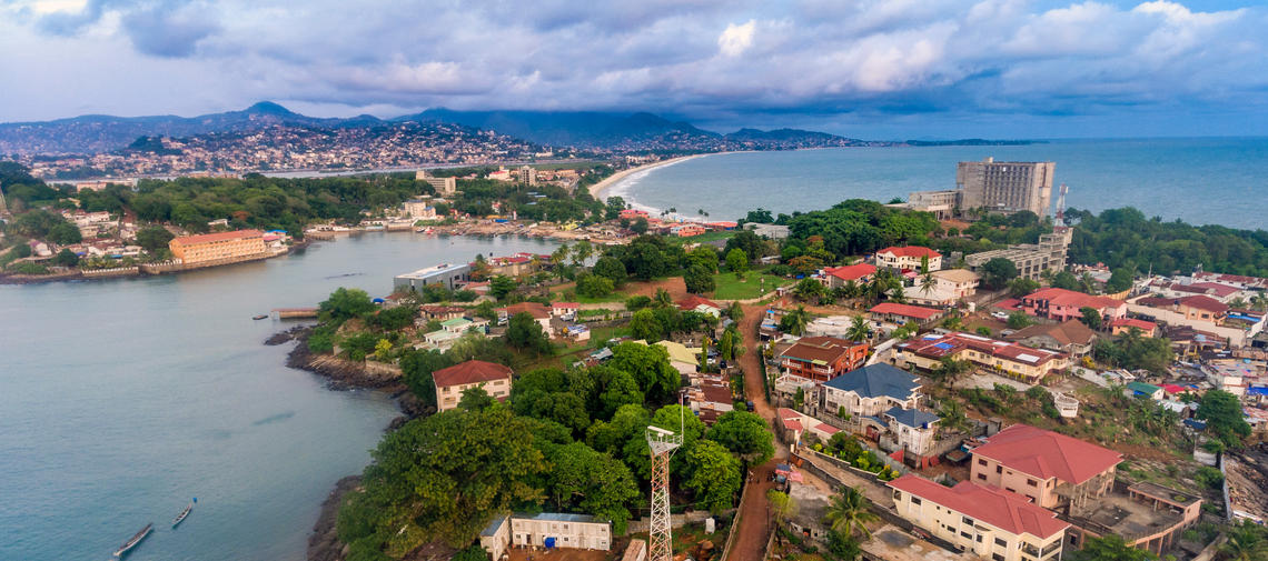 Ansicht von Freetown, Sierra Leone, von oben 