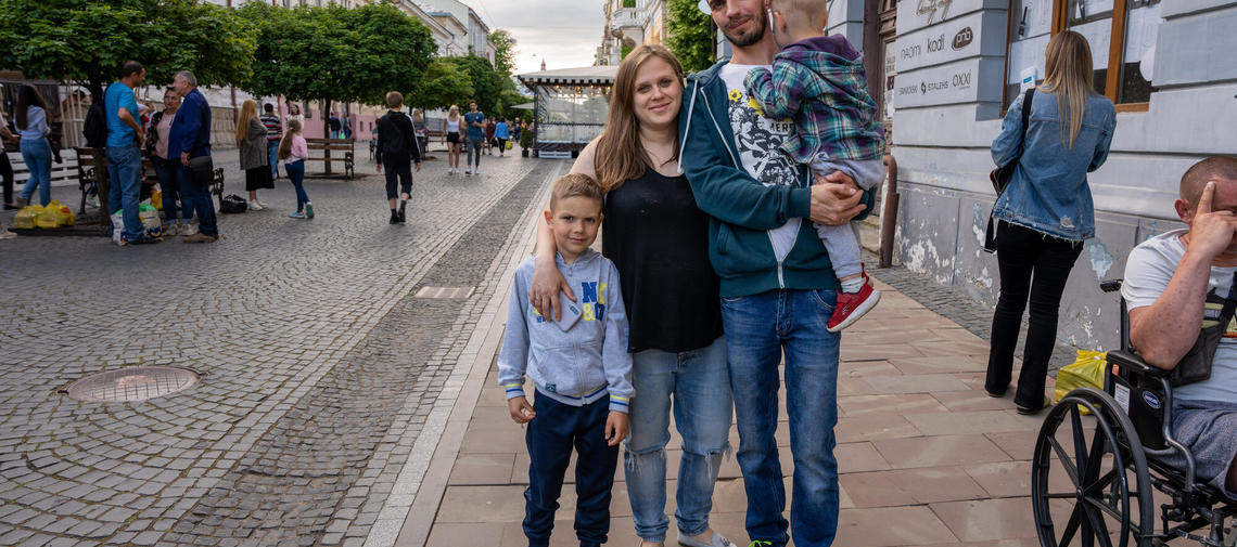 Ukrainische Flüchtlingsfamilie