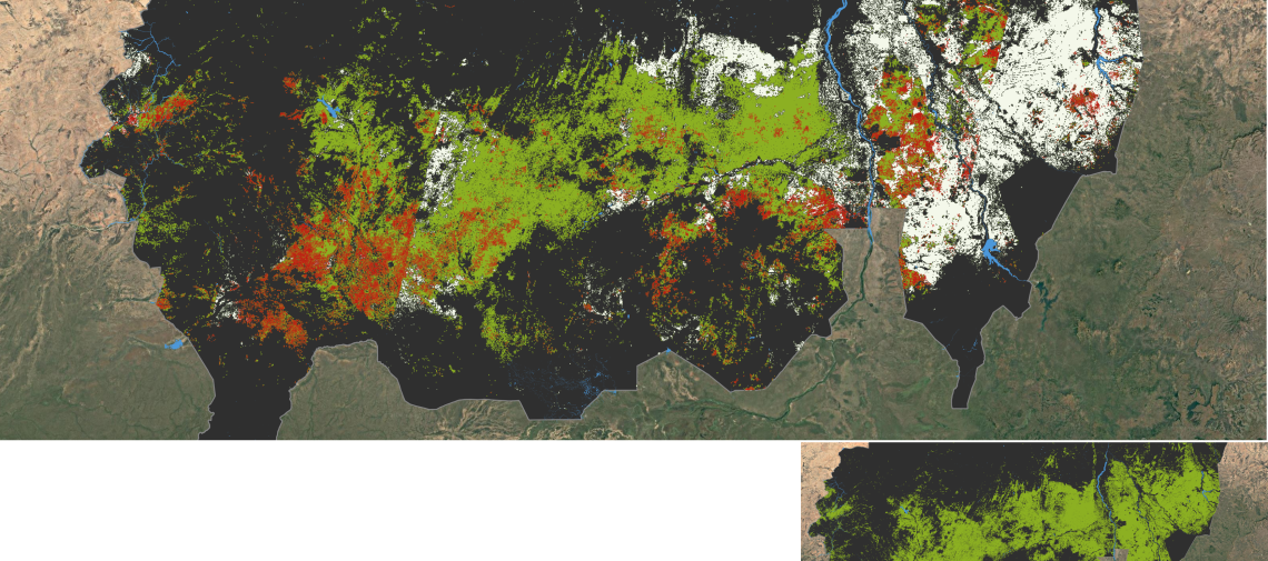 Satellitenbilder zeigen den Verlust landwirtschaftlicher Fläche im Sudan