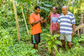 Moli gibt sein durch World Vision erworbenes Wissen an andere Kakaobauern weiter