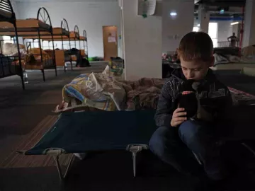 Geflüchteter ukrainischer Junge