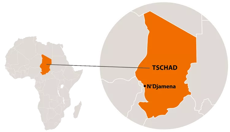 Die Lage vom Tschad in Afrika