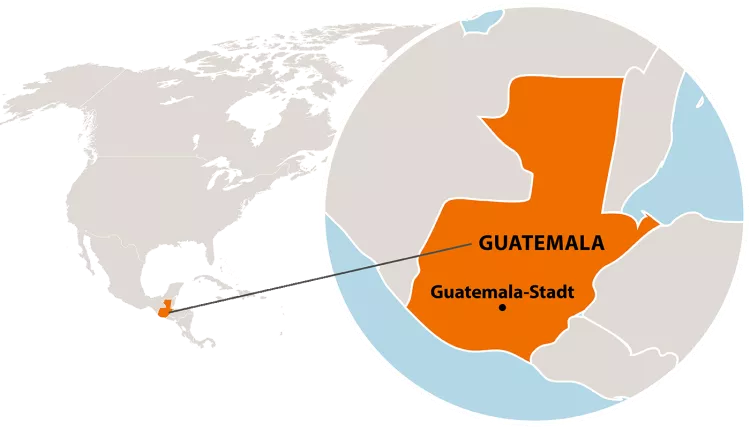 Die Lage von Guatemala in Zentralamerika