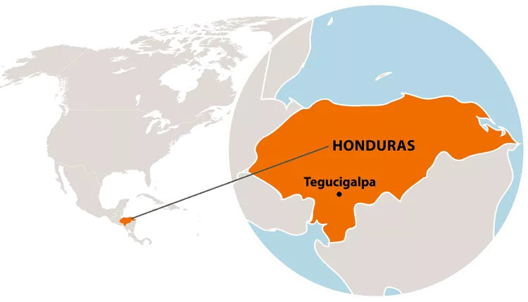 Die Lage von Honduras in Zentralamerika