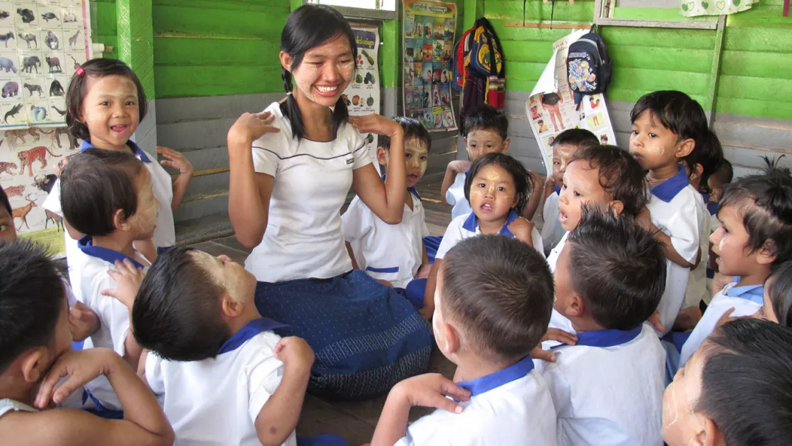 Ehemaliges World Vision Patenkind in einem Kindergarten in Myanmar