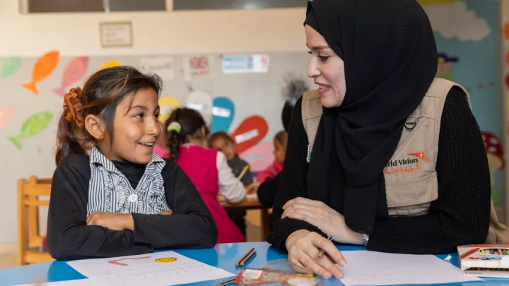 Flüchtlingsmädchen aus Syrien in einem Frühlernzentrum im Libanon