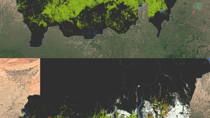 Satellitenbilder zeigen den Verlust landwirtschaftlicher Fläche im Sudan