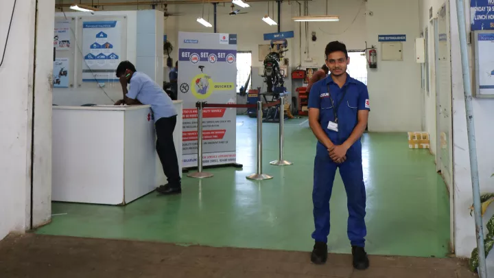 Udaibhaskar an seinem Arbeitsplatz