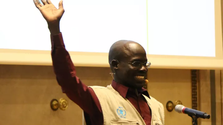 Ehemaliger Kindersoldat Angelo als Redner