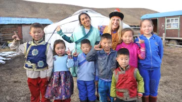 Besuch in einem Lager mongolischer Nomaden