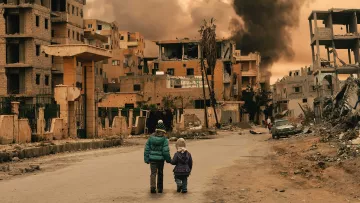 Zerstörte Stadt in Syrien