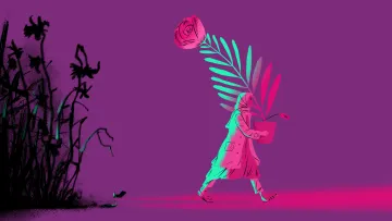 Illustration von Paul Blow: Aufbruch einer jungen syrischen Frau in ein besseres Leben