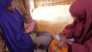 Gesundheitshelferin im Gespräch mit einer Mutter