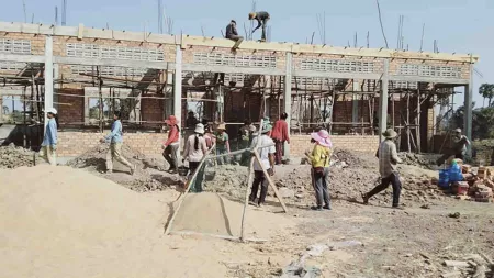 Baustelle des neuen Schulgebäudes - Fortschritt