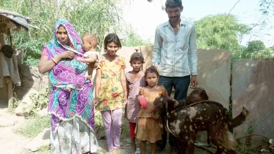 Inatis Familie mit ihren Ziegen