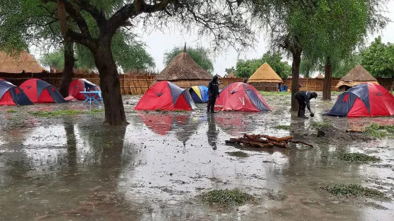 Zelt-Camp von einem World Vision-Nothilfe-Team im Südsudan