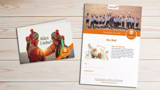 Du erhältst eine Grußkarte oder eine Urkunde