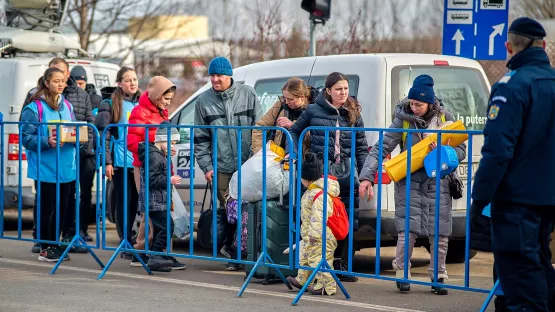 Warteschlange an der ukrainisch-rumänischen Grenze
