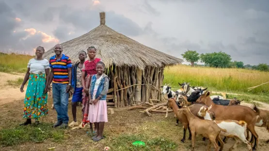 Familienbild mit Ziegen